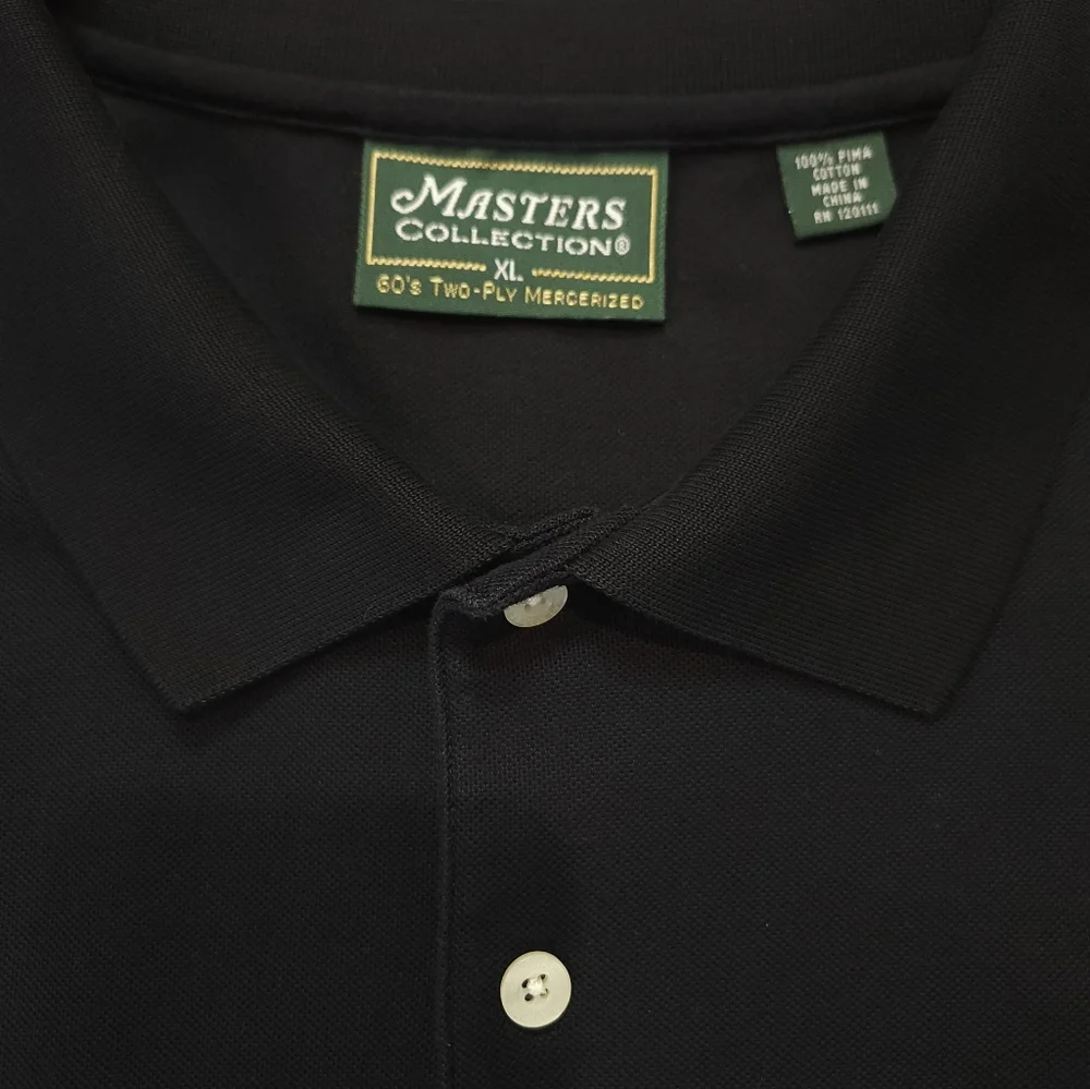 Masters Collection Mens Golf Polo Shirt Size XL 2-ply mercerized cotton Black - Picture 3 of 6